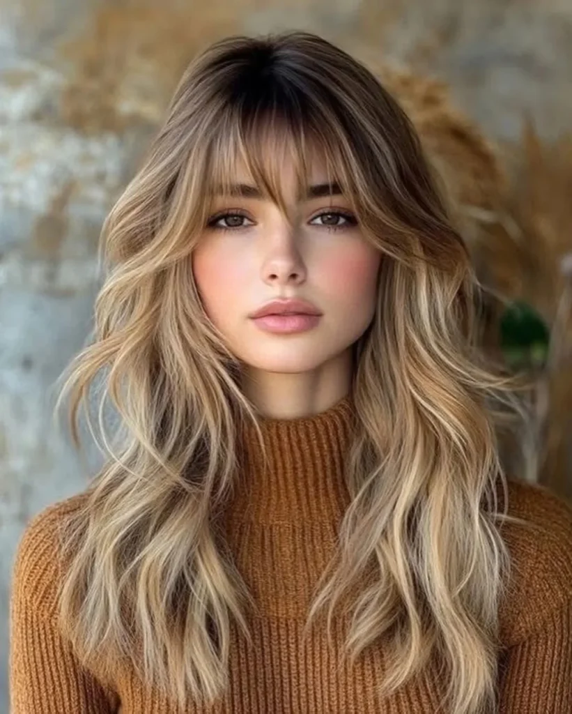 Layered Long Hair with Curtain Bangs 2