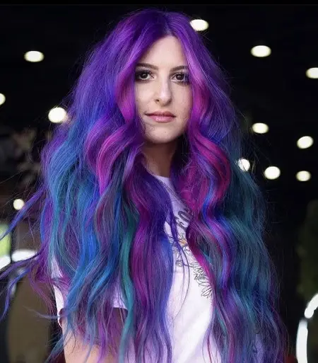 Galaxy Blue and Purple Hair
