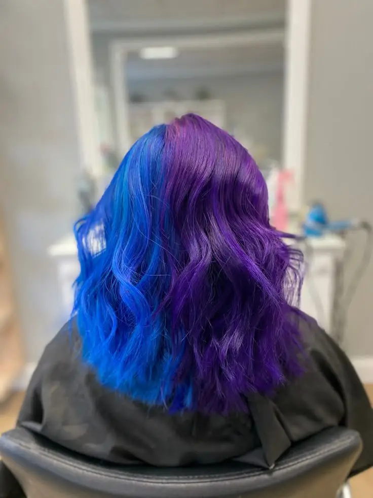  Split Dye Blue and Purple Hair