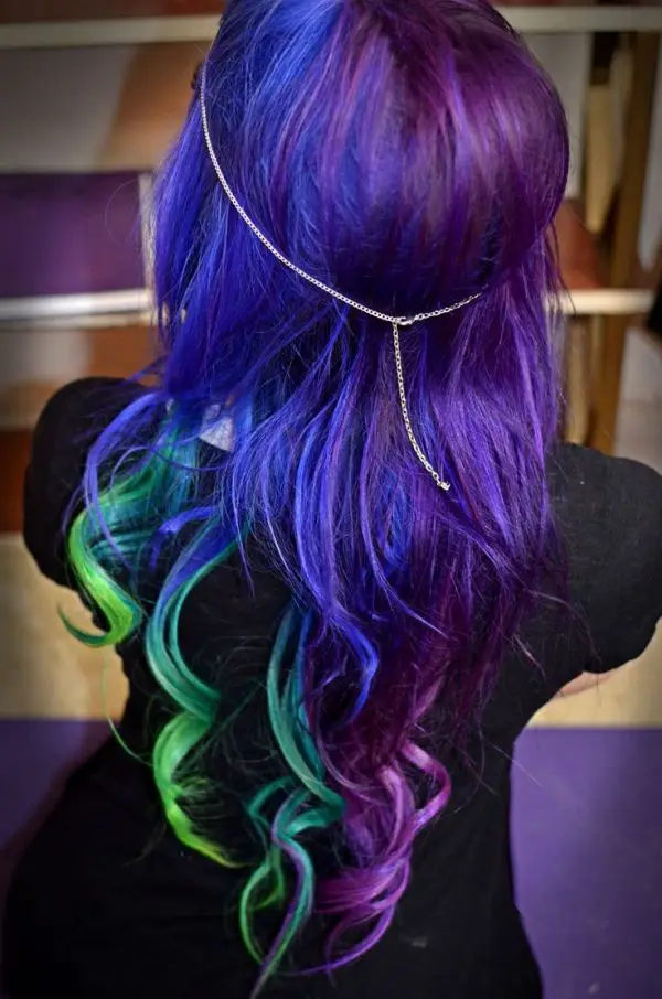 Galaxy Blue and Purple Hair