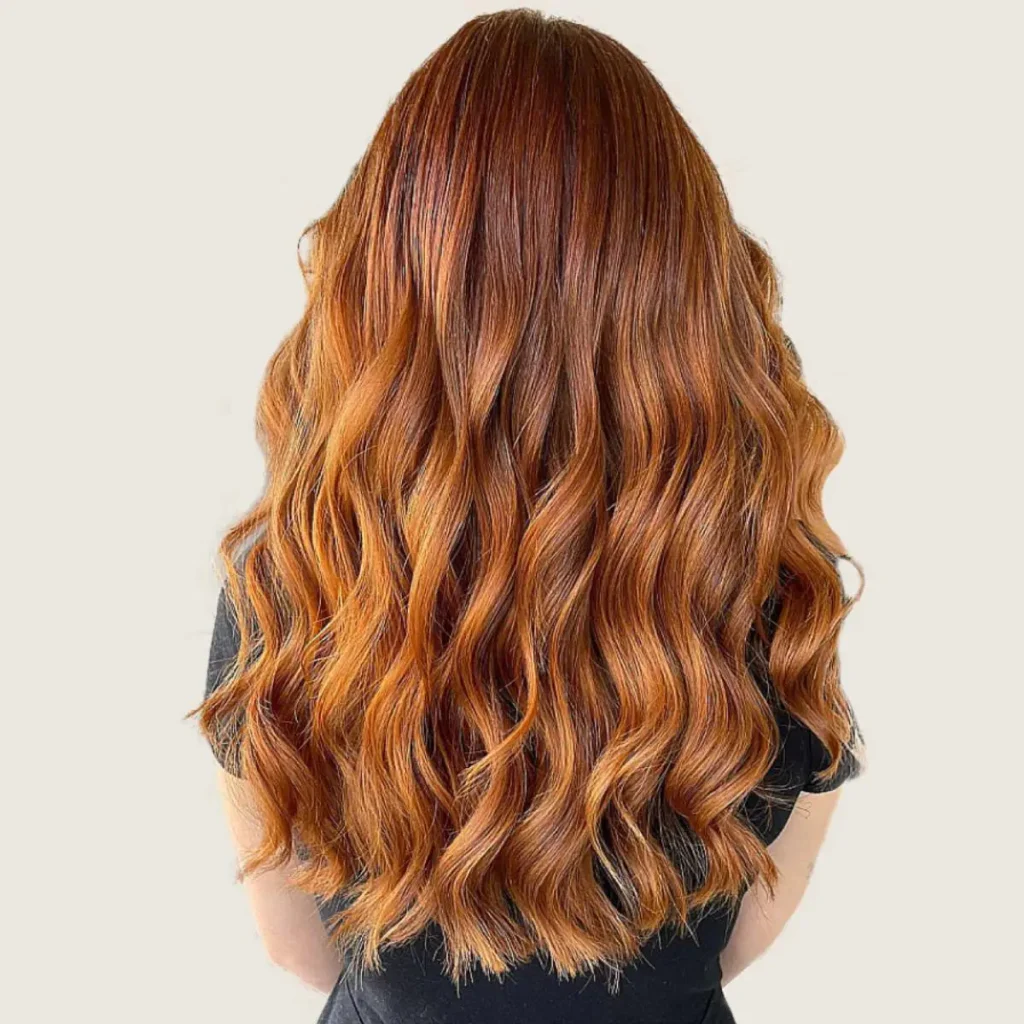 Layered Hair with Golden Copper BalayageLayered Hair with Golden Copper Balayage