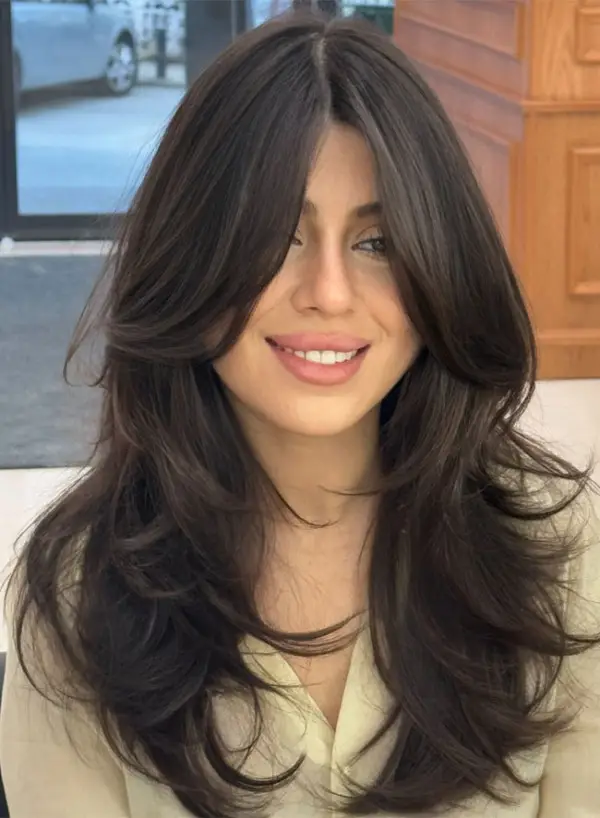 Romantic Layers with Soft Bangs